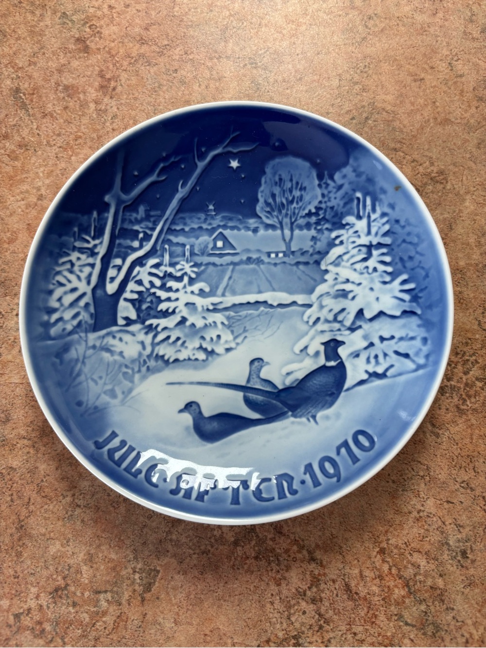 Vintage 1970 Bing & Grondahl - Pheasants in the snow at Christmas Plate